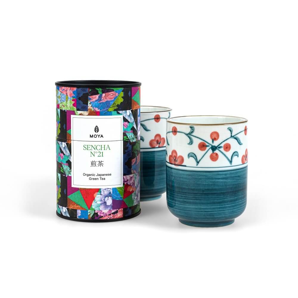 Moya tea & 2 Sanza mugs Organic leaf tea set