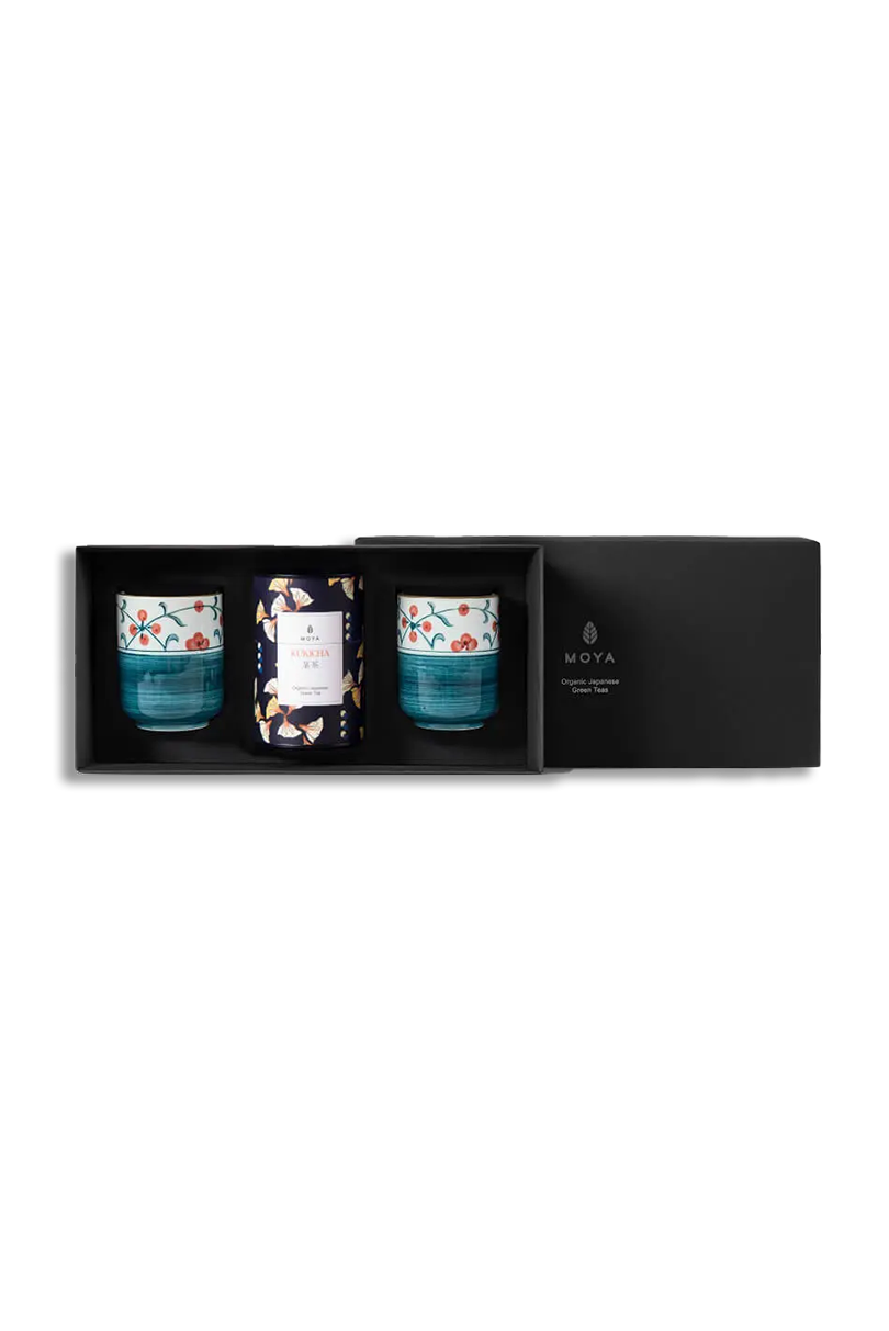 Moya tea & 2 Sanza mugs Organic leaf tea set