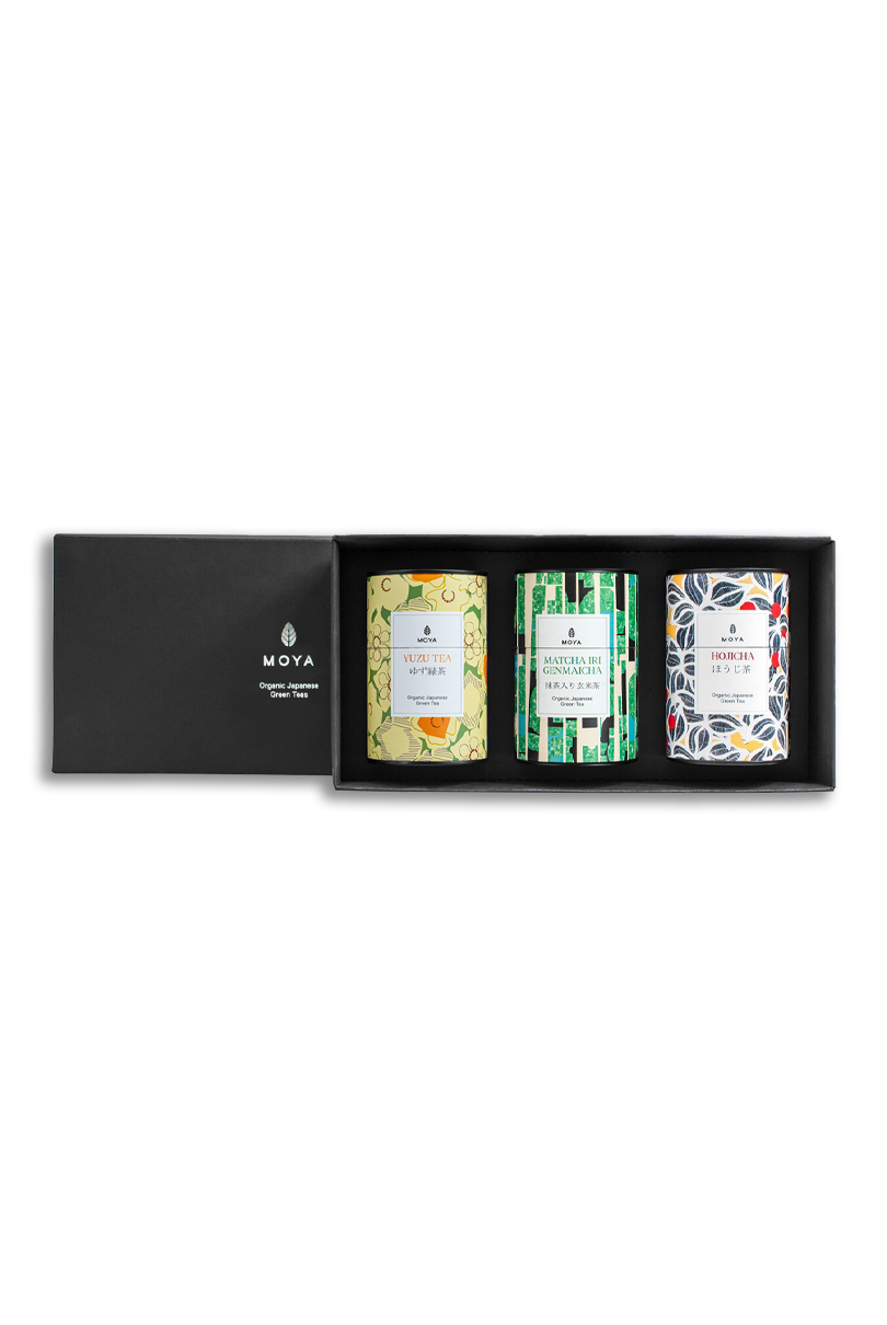 Moya Leaf Green Tea Set Yuzu Tea & Matcha Iri Genmaicha & Hojicha