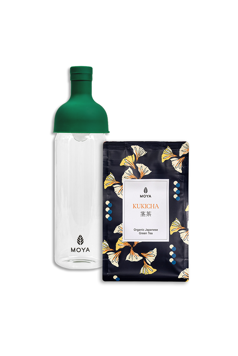 Cold Brew Tea Set - 750ml Bottle & 100g Moya Kukicha