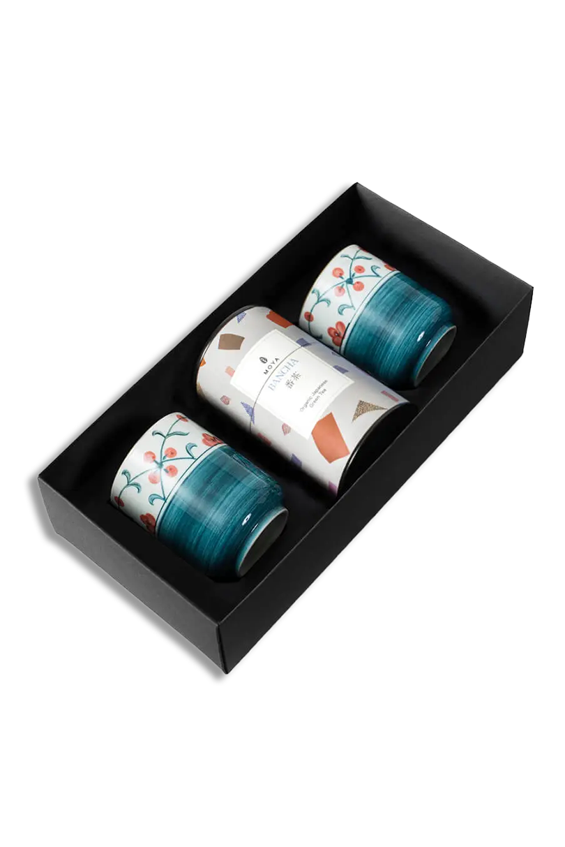 Moya tea &amp; 2 Sanza mugs Organic leaf tea set