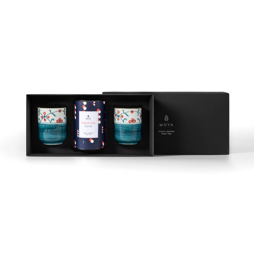 Moya tea &amp; 2 Sanza mugs Organic leaf tea set