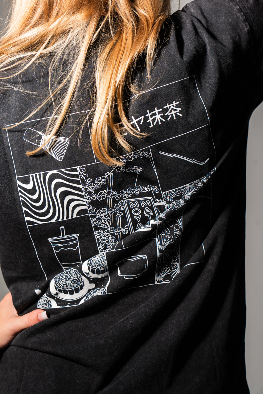T-shirt bawełniany Moya Black Sesame
