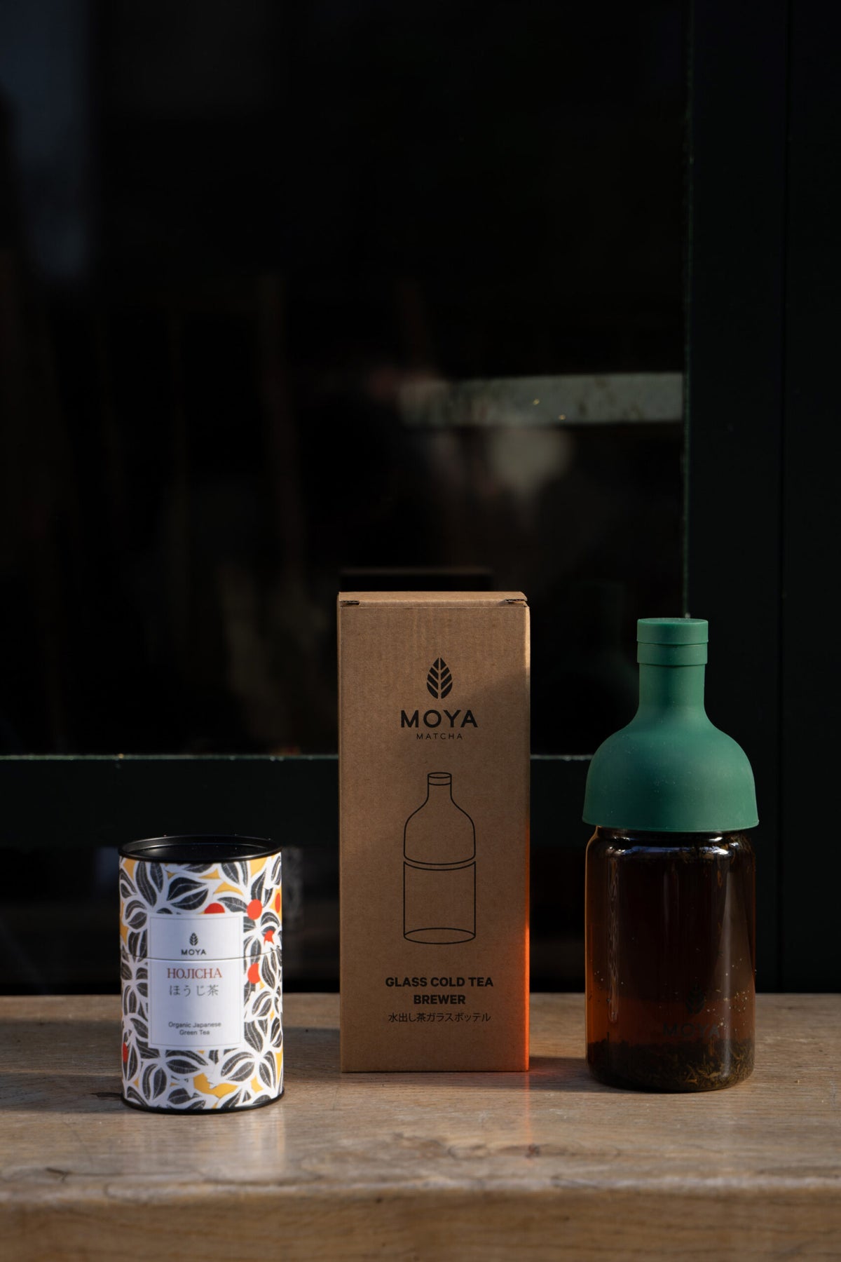 Cold Brew Tea Set - 350ml Bottle & 60g Moya Hojicha